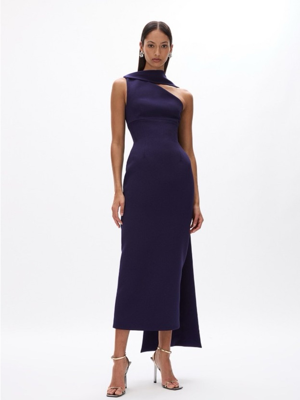 Rachel Gilbert Clara Purple Necktie One-Shoulder Midi Dress AU1/US4 NWT